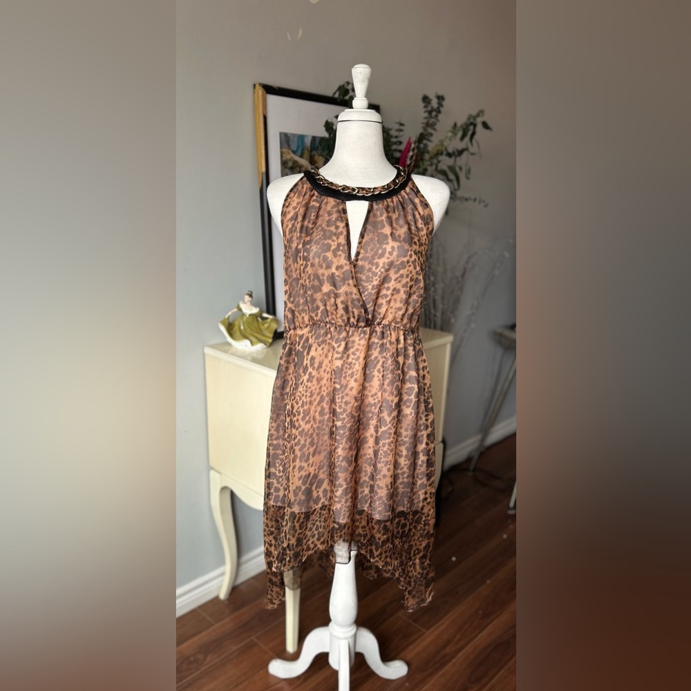 Bella D. Chain Accent Dress keyhole front ,
